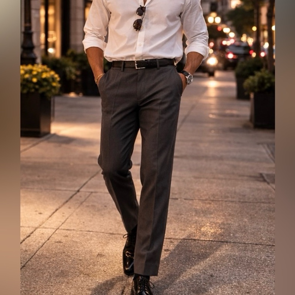 Cuseri Italia 100% Wool Dress Pants | Size 38 | Tailored Straight Leg Grey